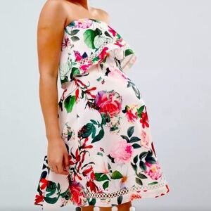 ASOS Maternity Floral Strapless Mini Dress
